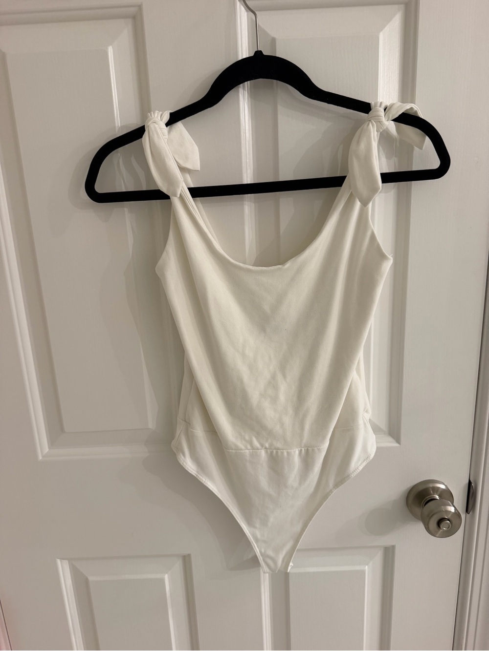 Lulu's White Tie-Shoulder Bodysuit